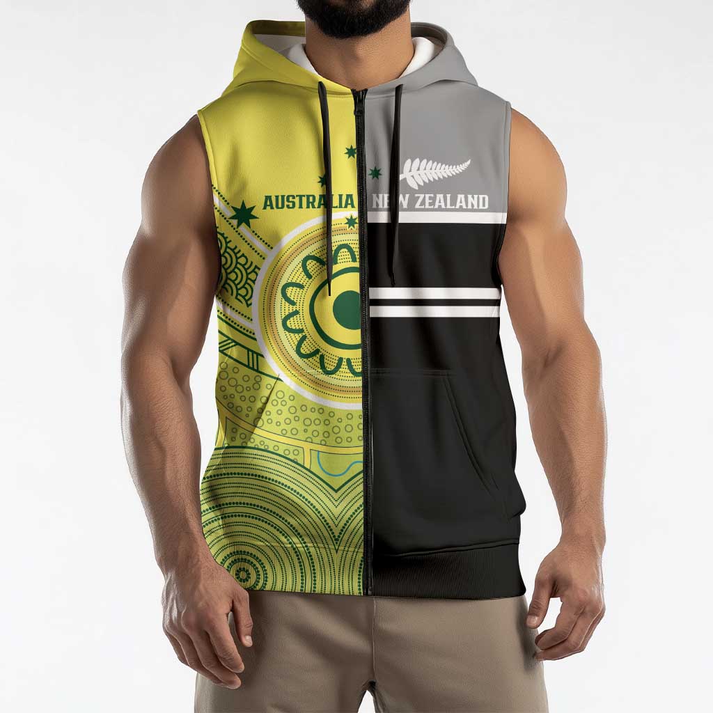 Custom Cricket AUNZ Spirit Sleeveless Zip Hoodie Aussie New Zealand Retro Edition LT9