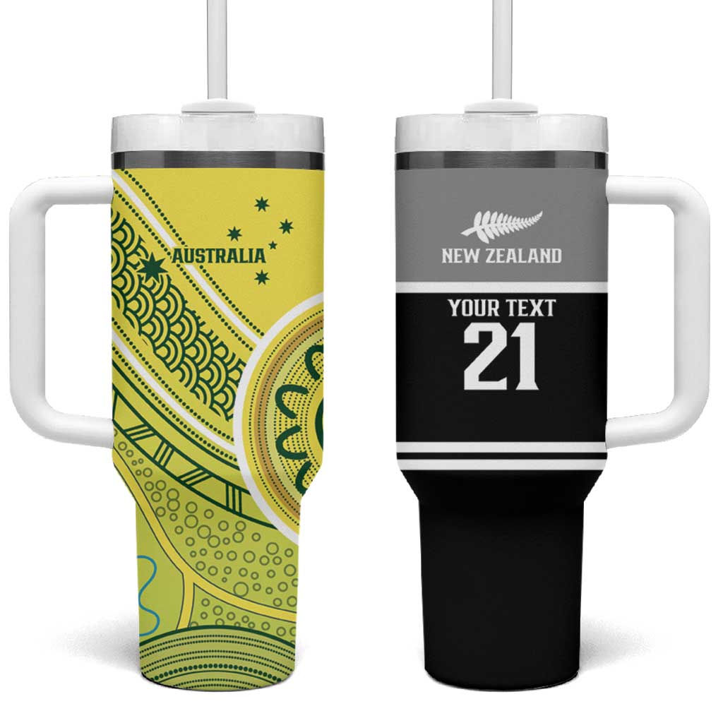 Custom Cricket AUNZ Spirit Tumbler With Handle Aussie New Zealand Retro Edition - Aussie Hoodie