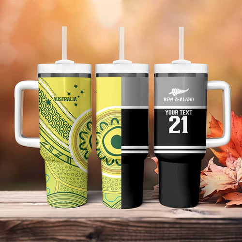 Custom Cricket AUNZ Spirit Tumbler With Handle Aussie New Zealand Retro Edition - Aussie Hoodie