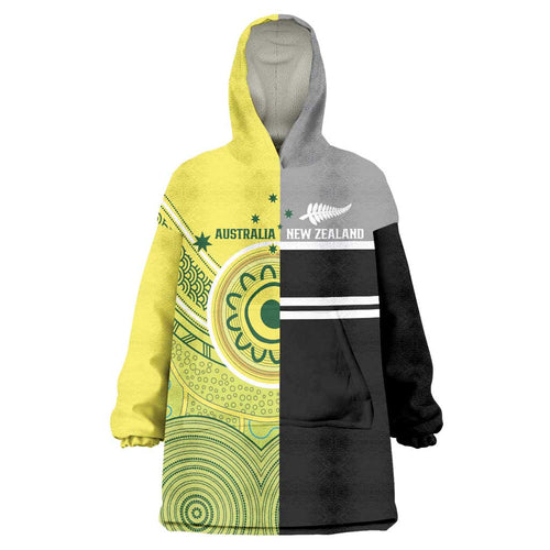 Custom Cricket AUNZ Spirit Wearable Blanket Hoodie Aussie New Zealand Retro Edition - Aussie Hoodie