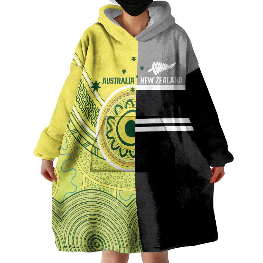 Custom Cricket AUNZ Spirit Wearable Blanket Hoodie Aussie New Zealand Retro Edition - Aussie Hoodie