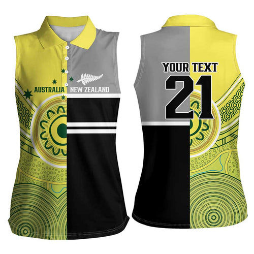 Custom Cricket AUNZ Spirit Women Sleeveless Polo Shirt Aussie New Zealand Retro Edition - Aussie Hoodie
