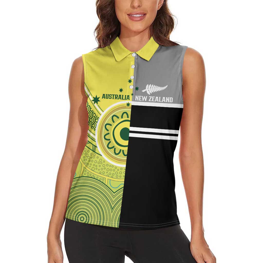 Custom Cricket AUNZ Spirit Women Sleeveless Polo Shirt Aussie New Zealand Retro Edition - Aussie Hoodie