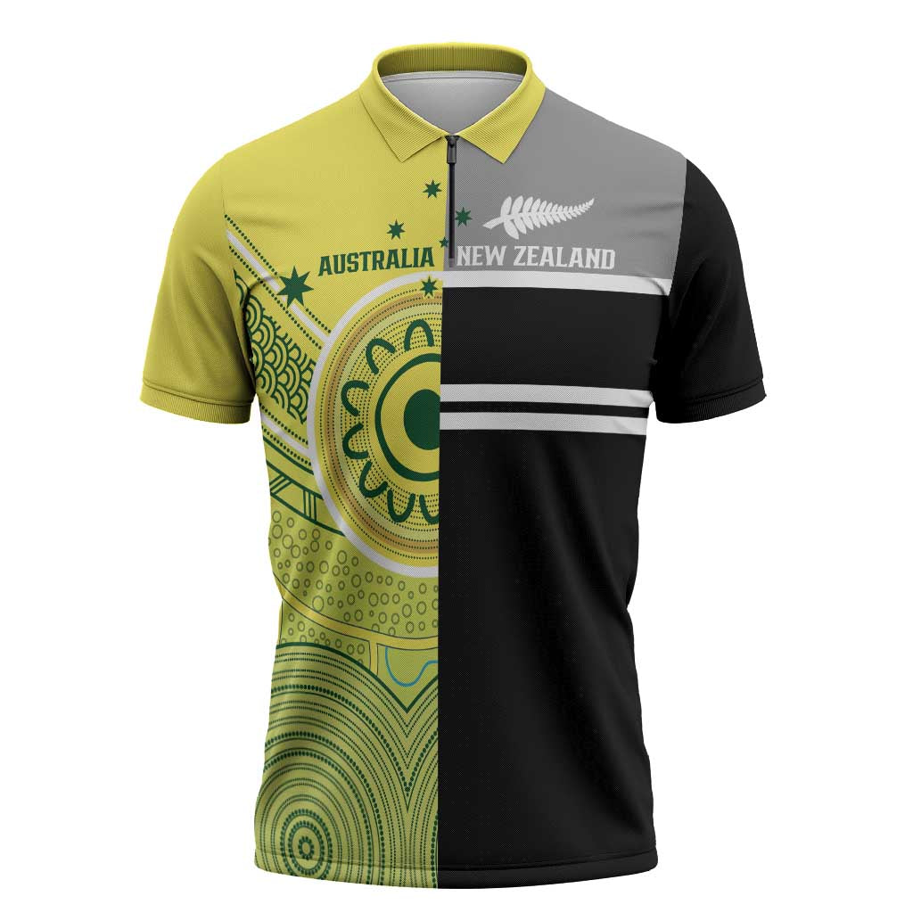 Custom Cricket AUNZ Spirit Zipper Polo Shirt Aussie New Zealand Retro Edition - Aussie Hoodie