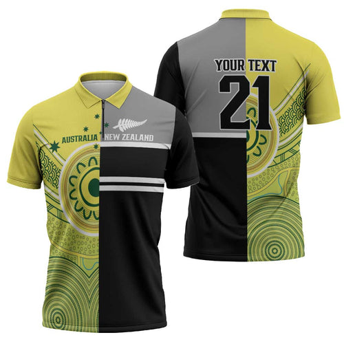 Custom Cricket AUNZ Spirit Zipper Polo Shirt Aussie New Zealand Retro Edition - Aussie Hoodie