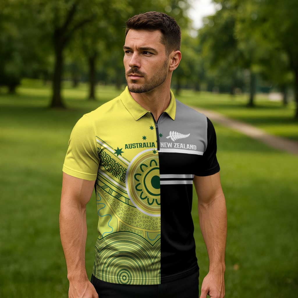 Custom Cricket AUNZ Spirit Zipper Polo Shirt Aussie New Zealand Retro Edition - Aussie Hoodie