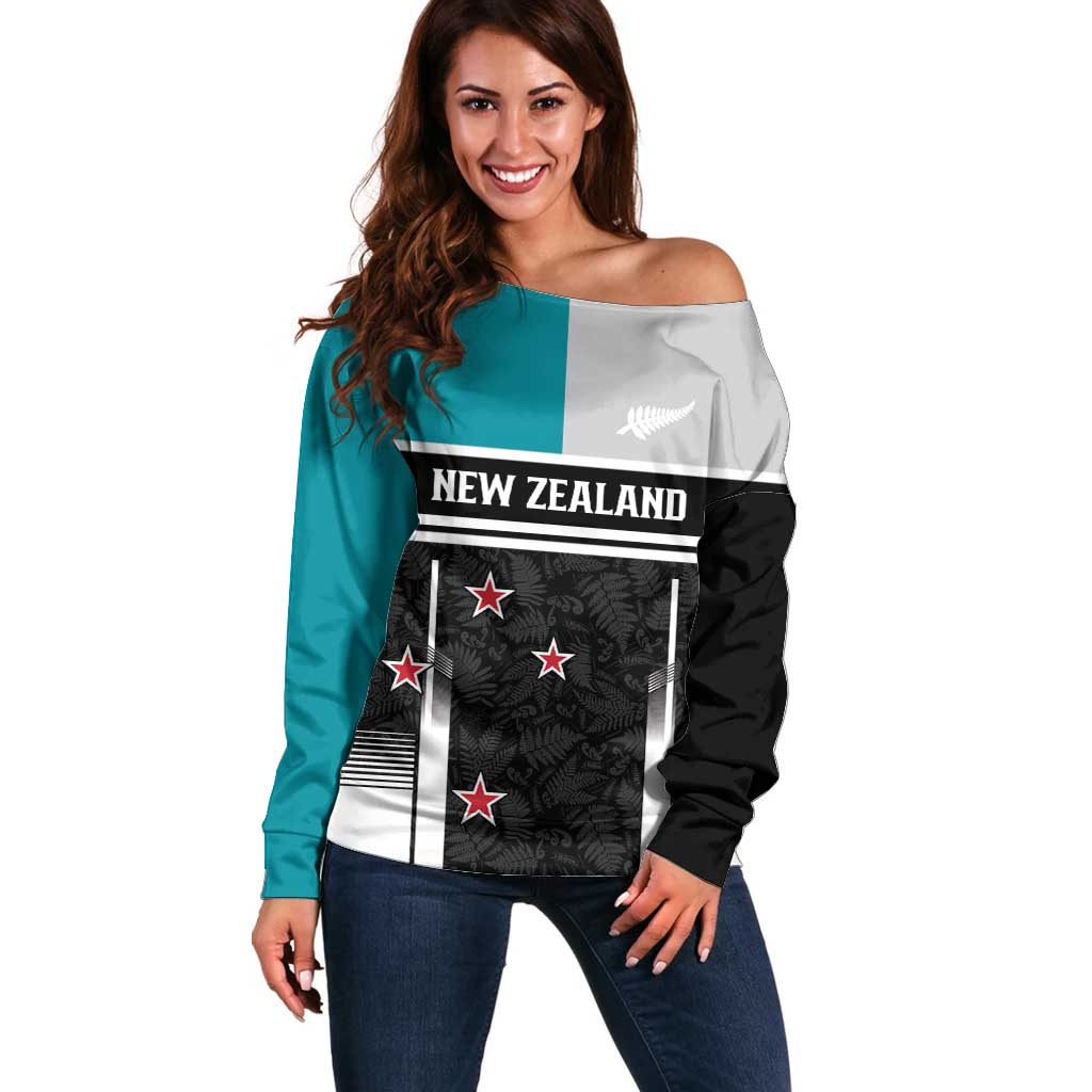 Custom NZ Cricket Pride Off Shoulder Sweater Silver Fern Fan Supporter Apparel - Aussie Hoodie