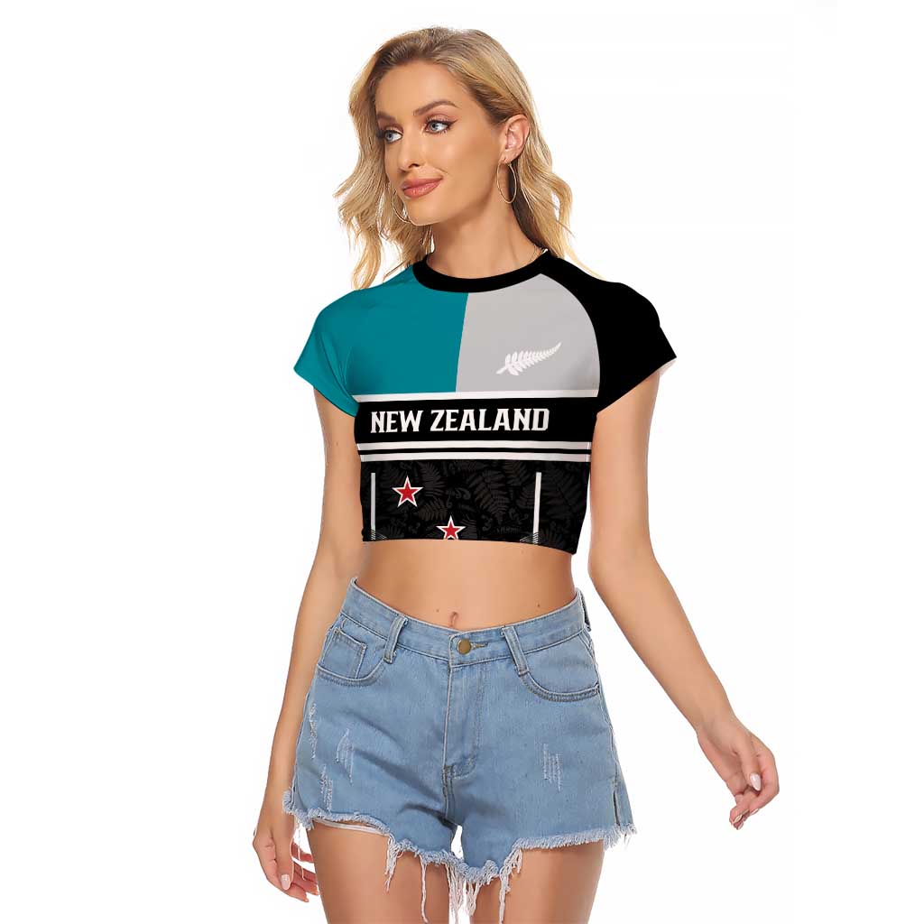 Custom NZ Cricket Pride Raglan Cropped T Shirt Silver Fern Fan Supporter Apparel - Aussie Hoodie