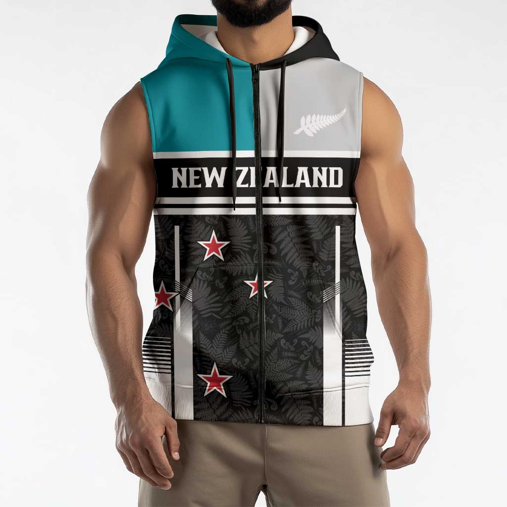 Custom NZ Cricket Pride Sleeveless Zip Hoodie Silver Fern Fan Supporter Apparel LT9