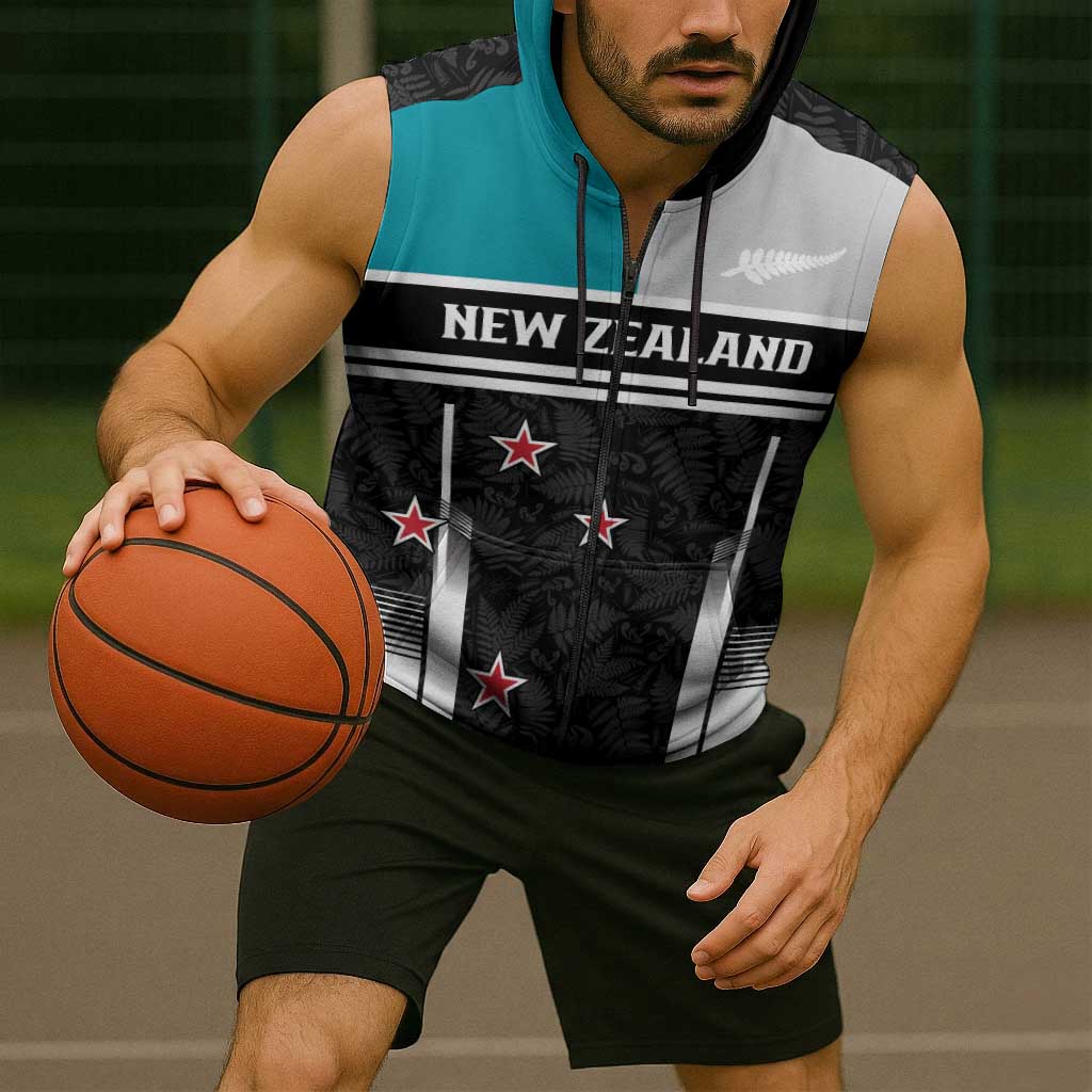 Custom NZ Cricket Pride Sleeveless Zip Hoodie Silver Fern Fan Supporter Apparel LT9