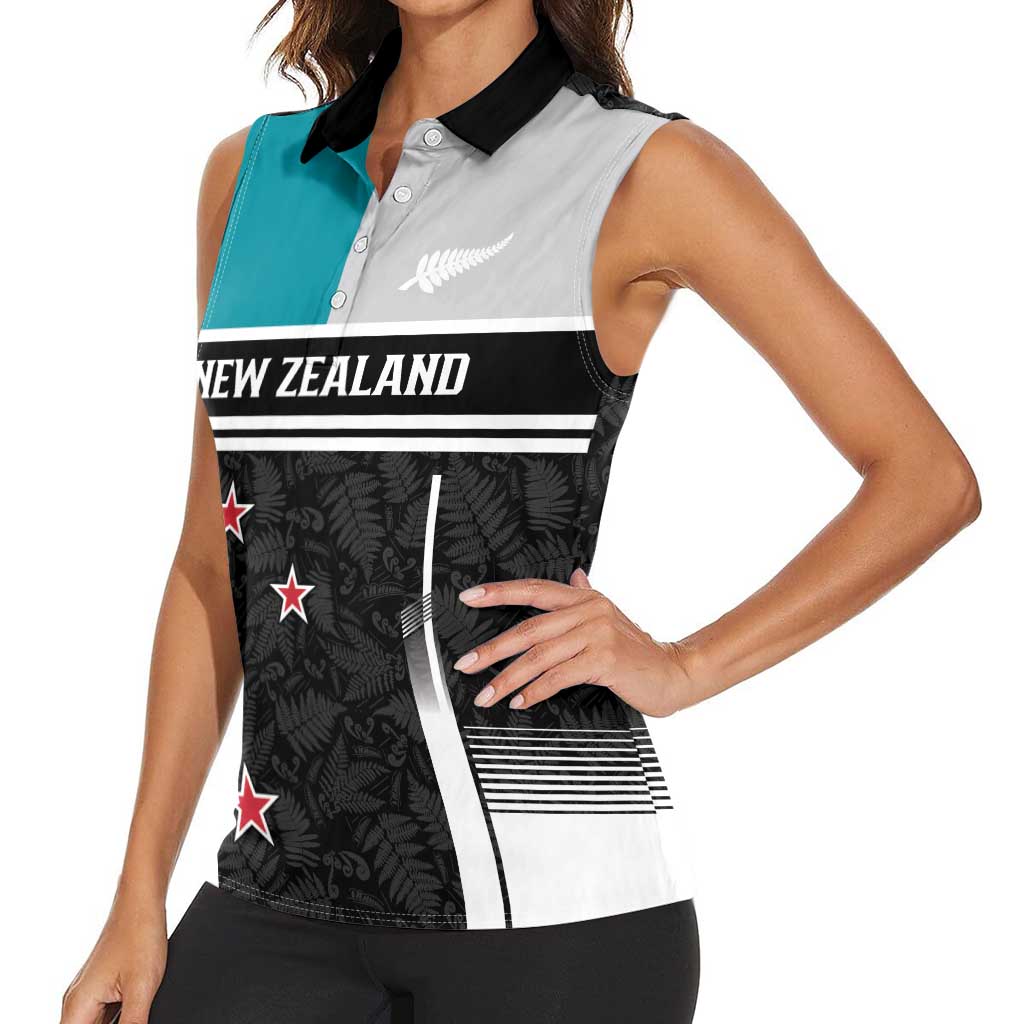 Custom NZ Cricket Pride Women Sleeveless Polo Shirt Silver Fern Fan Supporter Apparel - Aussie Hoodie