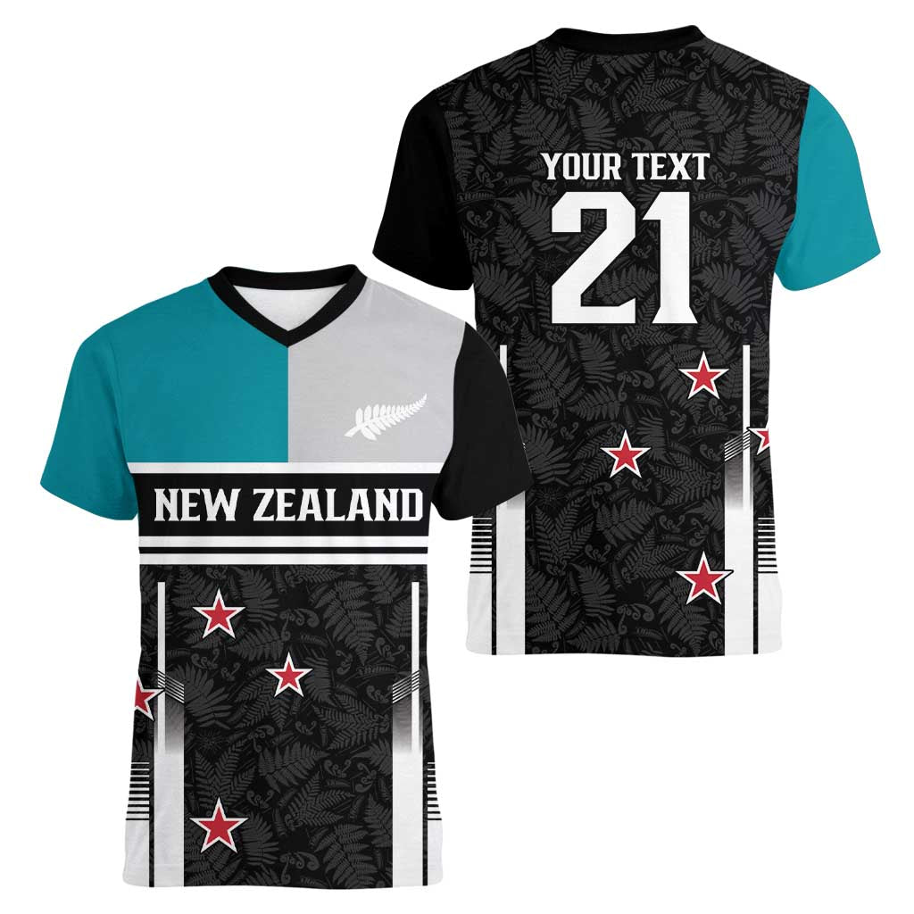 Custom NZ Cricket Pride Women V-Neck T-Shirt Silver Fern Fan Supporter Apparel - Aussie Hoodie