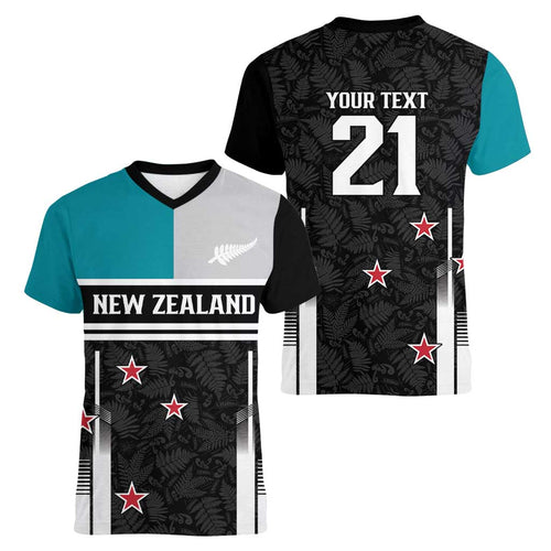 Custom NZ Cricket Pride Women V-Neck T-Shirt Silver Fern Fan Supporter Apparel - Aussie Hoodie