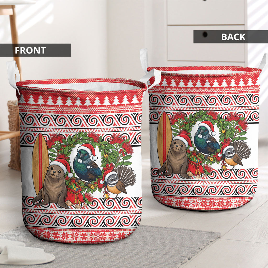 New Zealand Animal Christmas Laundry Basket Maori Inspired Kowhaiwhai Patterns