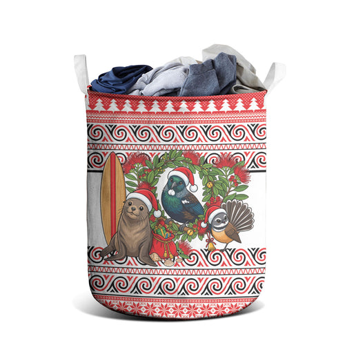 New Zealand Animal Christmas Laundry Basket Maori Inspired Kowhaiwhai Patterns