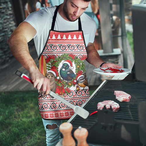 New Zealand Animal Christmas Apron Maori Inspired Kowhaiwhai Patterns