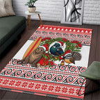 New Zealand Animal Christmas Area Rug Maori Inspired Kowhaiwhai Patterns