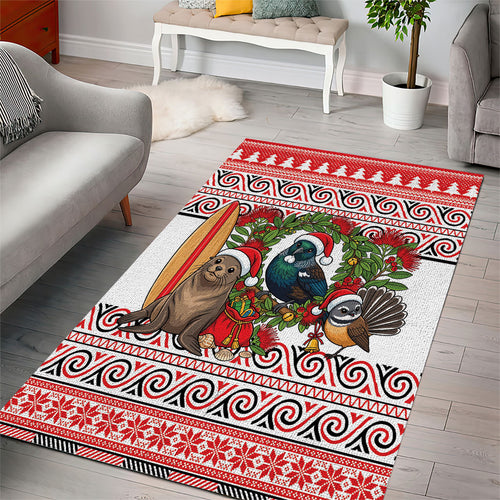 New Zealand Animal Christmas Area Rug Maori Inspired Kowhaiwhai Patterns