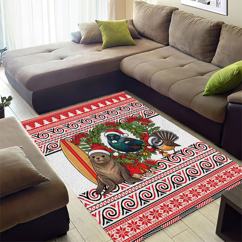 New Zealand Animal Christmas Area Rug Maori Inspired Kowhaiwhai Patterns
