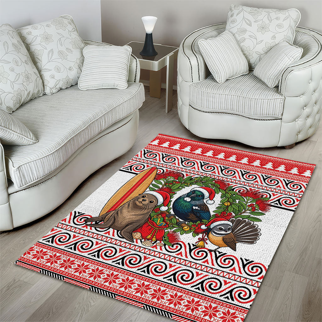 New Zealand Animal Christmas Area Rug Maori Inspired Kowhaiwhai Patterns