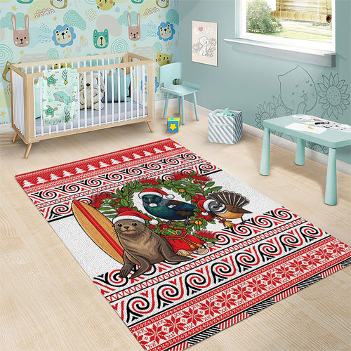 New Zealand Animal Christmas Area Rug Maori Inspired Kowhaiwhai Patterns