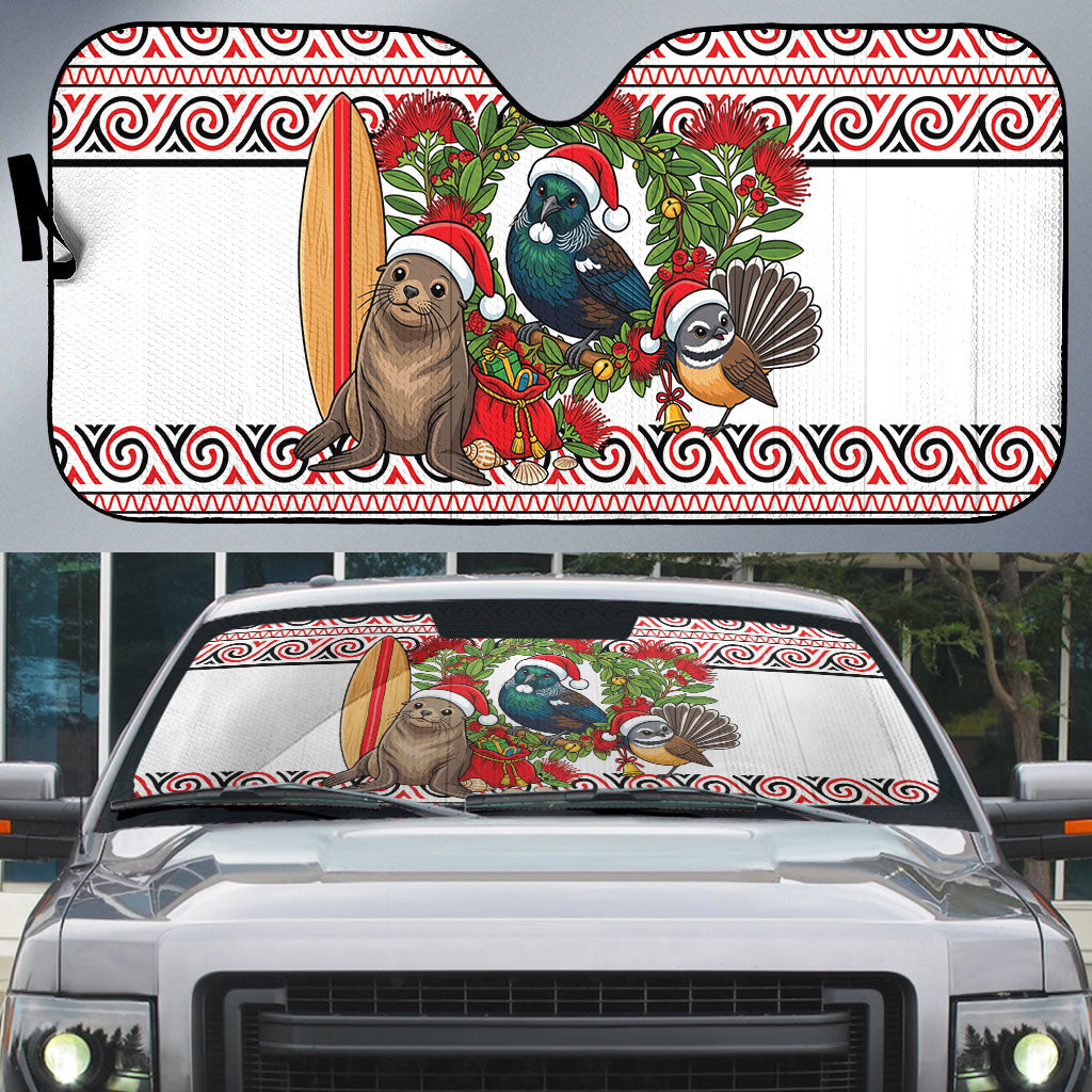 New Zealand Animal Christmas Auto Sun Shade Maori Inspired Kowhaiwhai Patterns