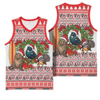 New Zealand Animal Christmas Basketball Jersey Maori Inspired Kowhaiwhai Patterns