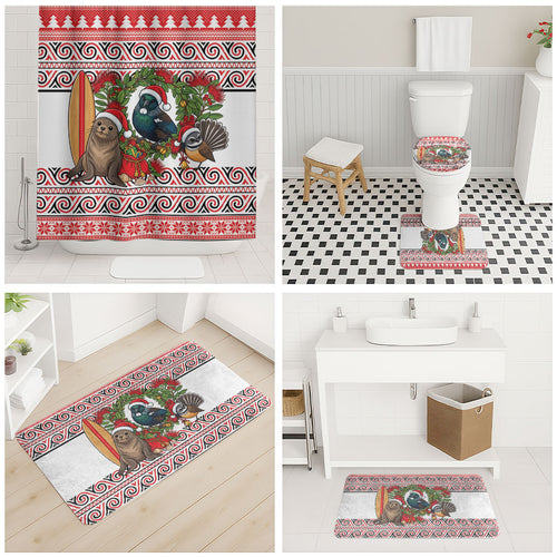 New Zealand Animal Christmas Bathroom Set Maori Inspired Kowhaiwhai Patterns