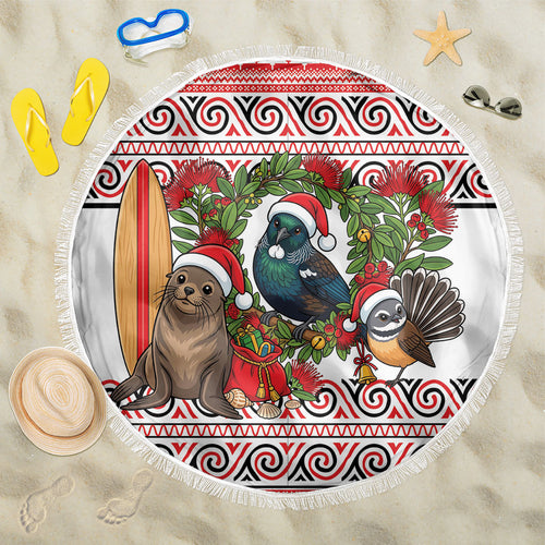 New Zealand Animal Christmas Beach Blanket Maori Inspired Kowhaiwhai Patterns