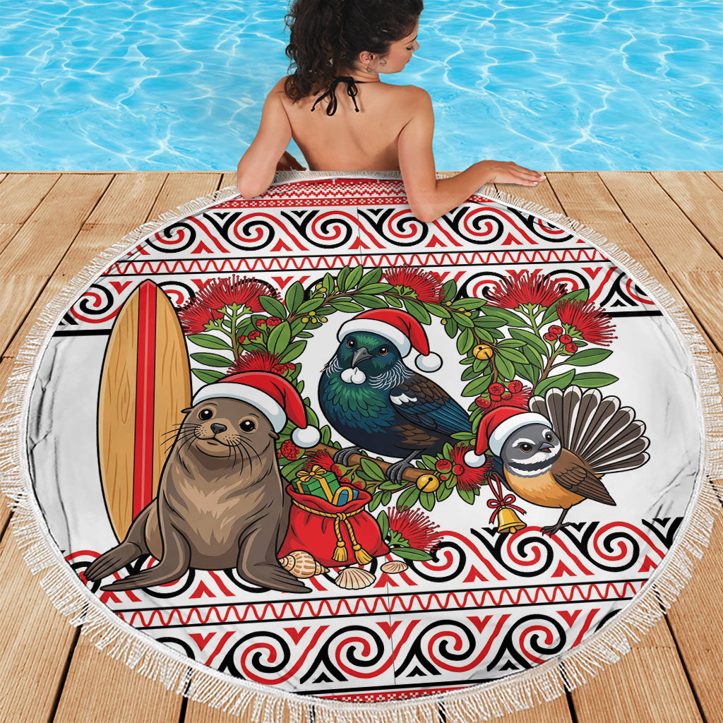 New Zealand Animal Christmas Beach Blanket Maori Inspired Kowhaiwhai Patterns