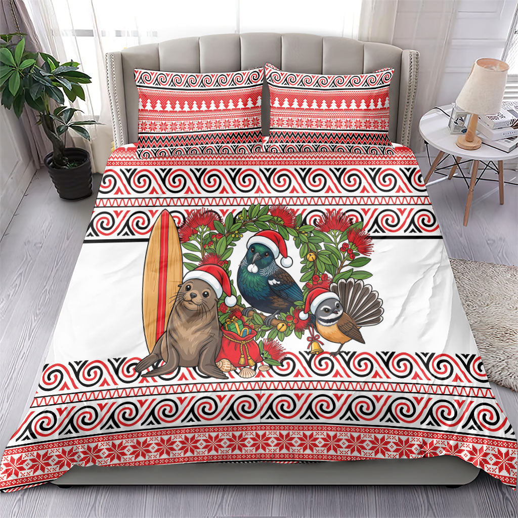 New Zealand Animal Christmas Bedding Set Maori Inspired Kowhaiwhai Patterns
