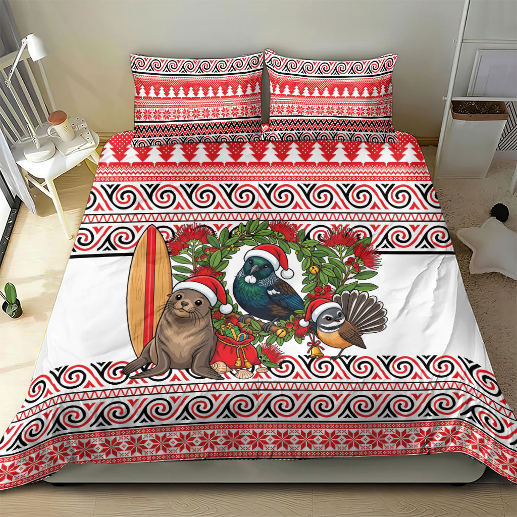 New Zealand Animal Christmas Bedding Set Maori Inspired Kowhaiwhai Patterns