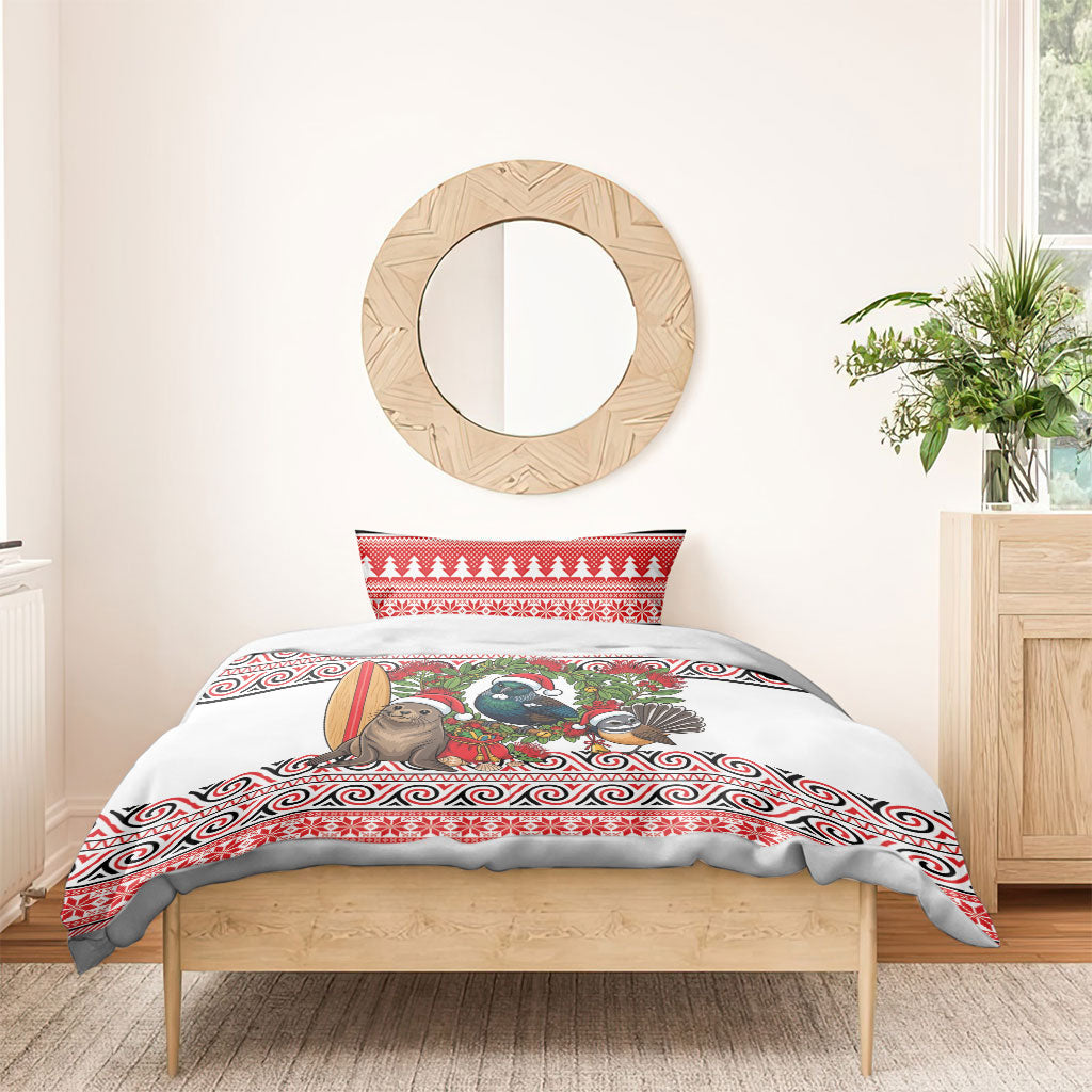 New Zealand Animal Christmas Bedding Set Maori Inspired Kowhaiwhai Patterns