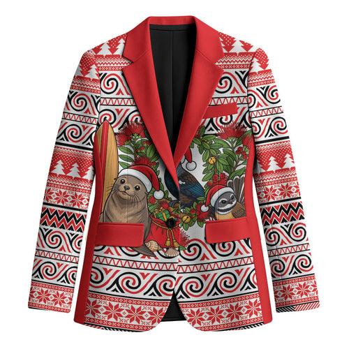 New Zealand Animal Christmas Blazer Maori Inspired Kowhaiwhai Patterns