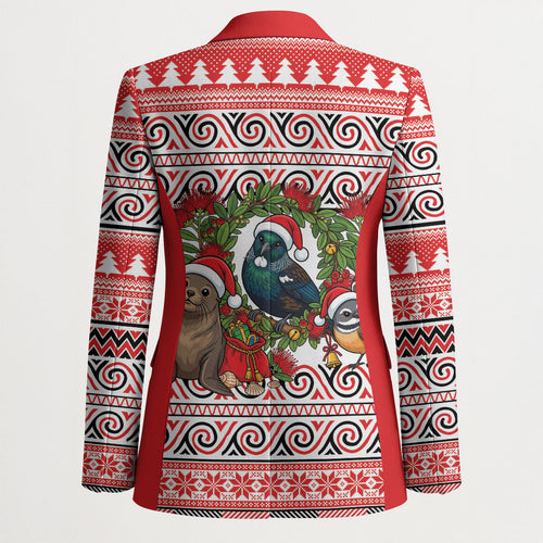 New Zealand Animal Christmas Blazer Maori Inspired Kowhaiwhai Patterns