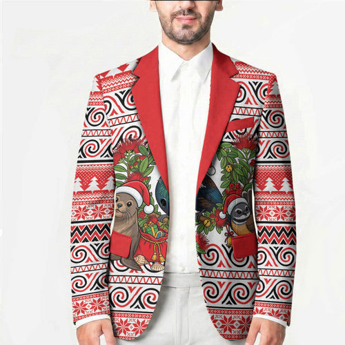 New Zealand Animal Christmas Blazer Maori Inspired Kowhaiwhai Patterns