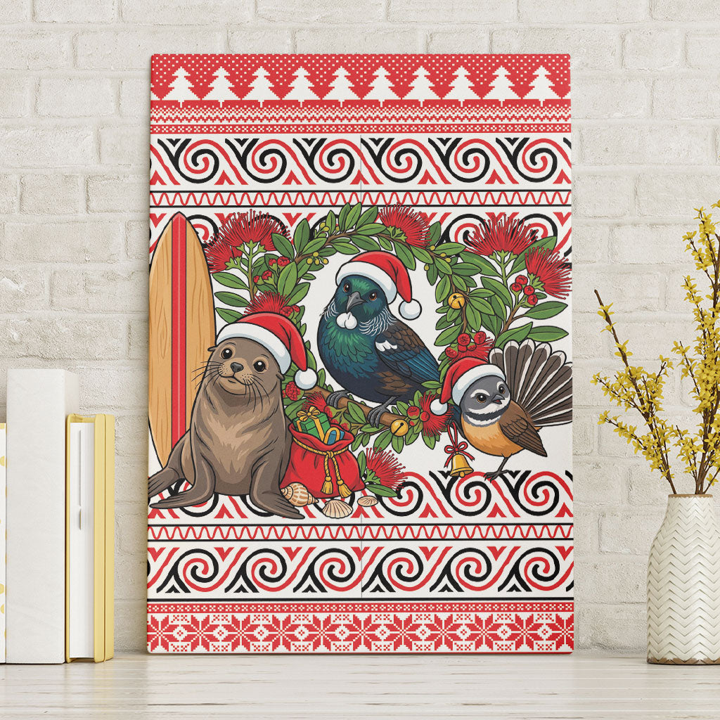 New Zealand Animal Christmas Canvas Wall Art Maori Inspired Kowhaiwhai Patterns