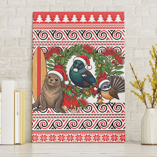 New Zealand Animal Christmas Canvas Wall Art Maori Inspired Kowhaiwhai Patterns