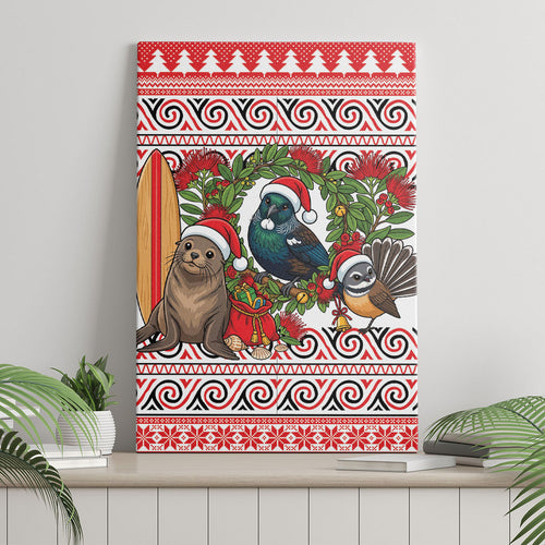 New Zealand Animal Christmas Canvas Wall Art Maori Inspired Kowhaiwhai Patterns