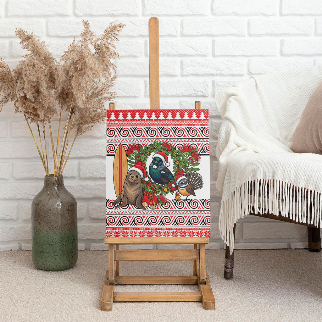New Zealand Animal Christmas Canvas Wall Art Maori Inspired Kowhaiwhai Patterns