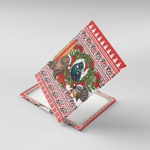 New Zealand Animal Christmas Canvas Wall Art Maori Inspired Kowhaiwhai Patterns