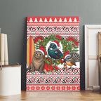 New Zealand Animal Christmas Canvas Wall Art Maori Inspired Kowhaiwhai Patterns