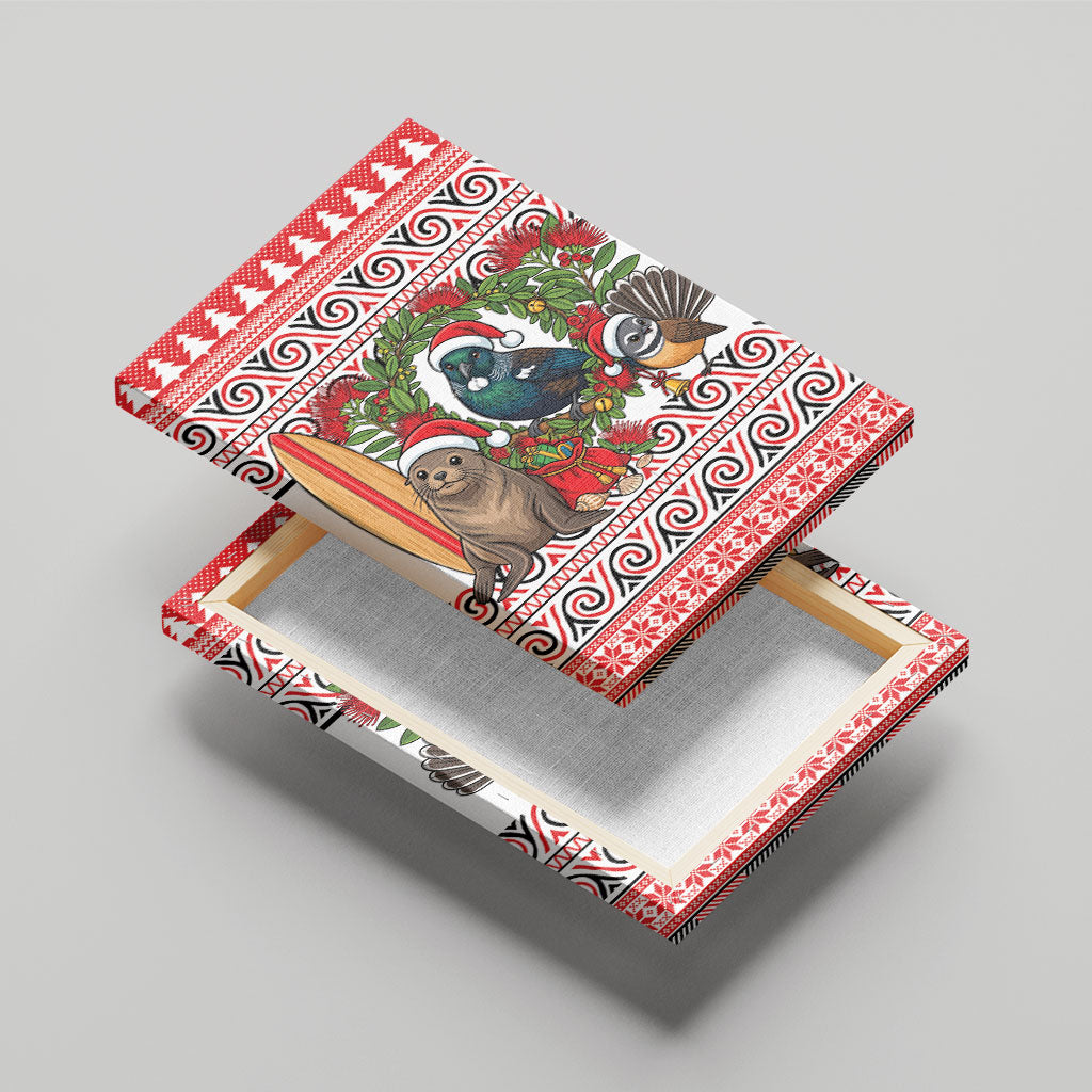 New Zealand Animal Christmas Canvas Wall Art Maori Inspired Kowhaiwhai Patterns