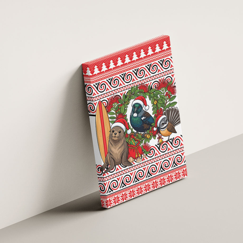 New Zealand Animal Christmas Canvas Wall Art Maori Inspired Kowhaiwhai Patterns