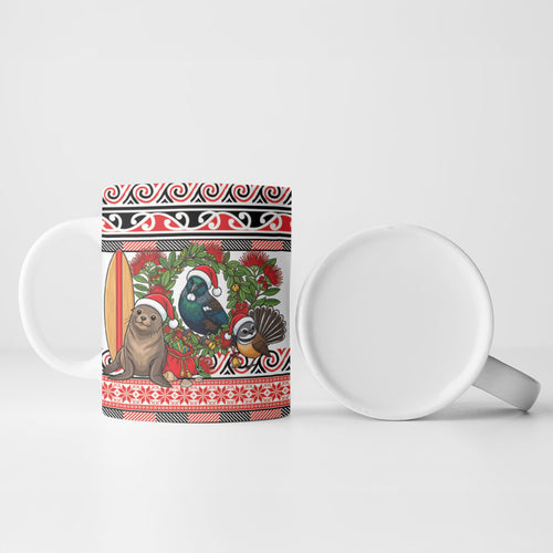 New Zealand Animal Christmas Ceramic Mug Maori Inspired Kowhaiwhai Patterns