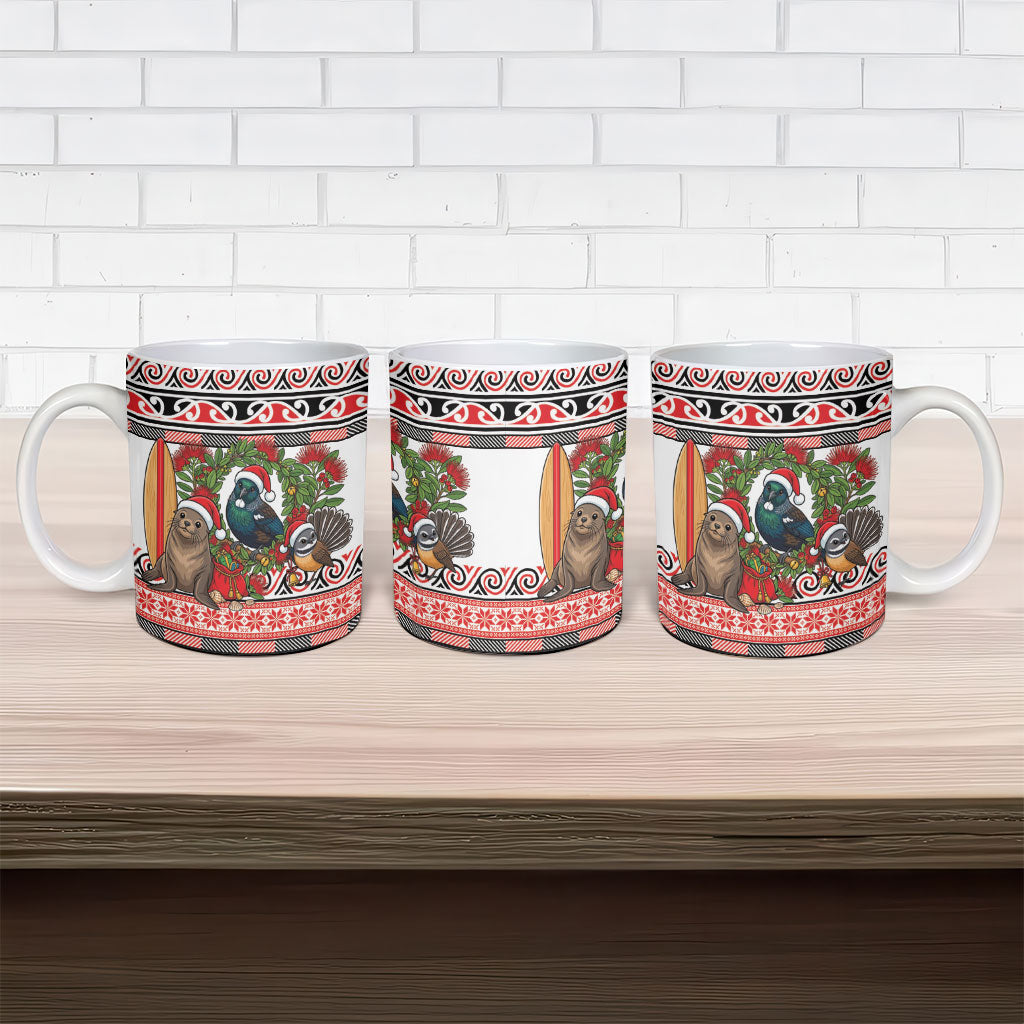 New Zealand Animal Christmas Ceramic Mug Maori Inspired Kowhaiwhai Patterns