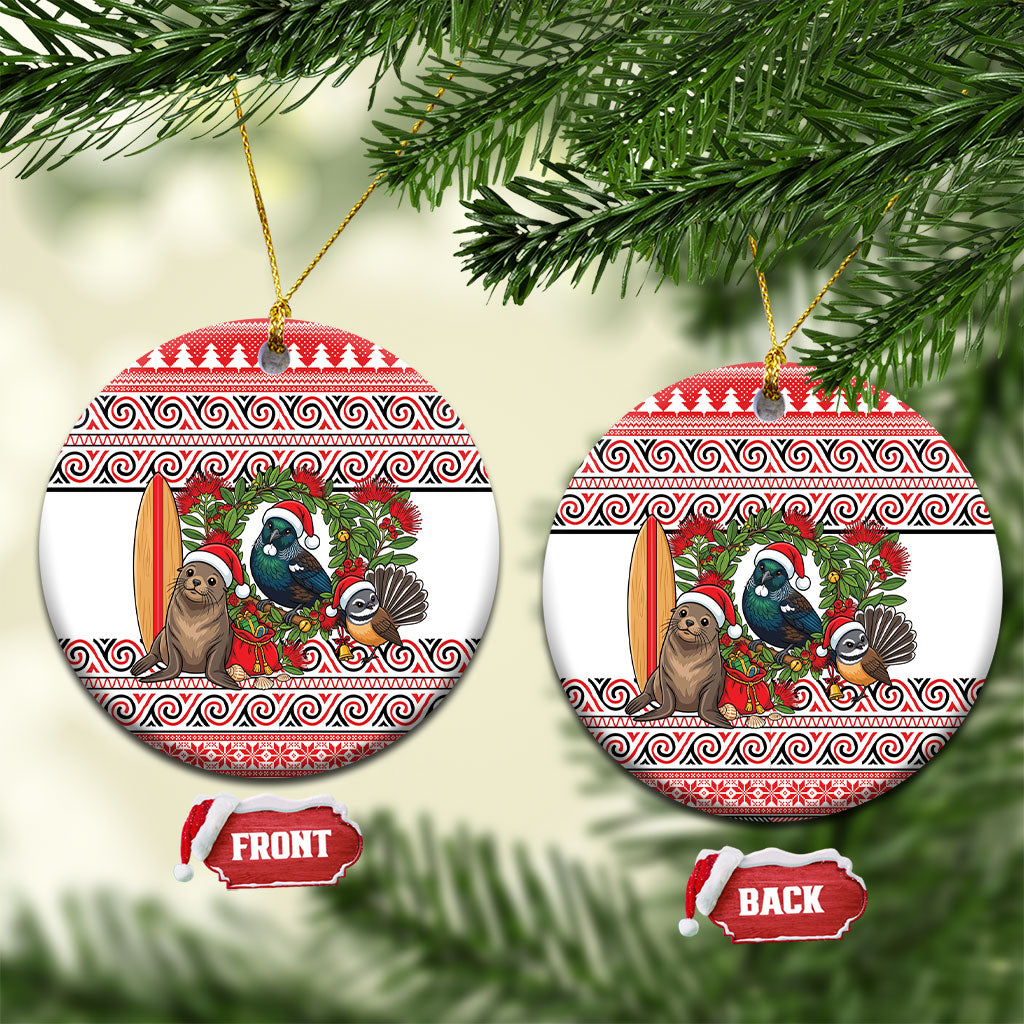 New Zealand Animal Christmas Ceramic Ornament Maori Inspired Kowhaiwhai Patterns