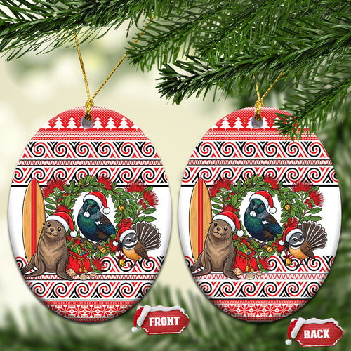 New Zealand Animal Christmas Ceramic Ornament Maori Inspired Kowhaiwhai Patterns