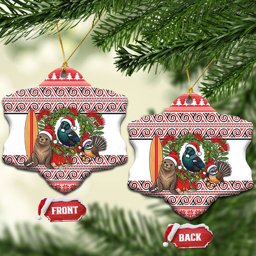 New Zealand Animal Christmas Ceramic Ornament Maori Inspired Kowhaiwhai Patterns