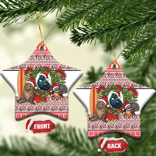 New Zealand Animal Christmas Ceramic Ornament Maori Inspired Kowhaiwhai Patterns